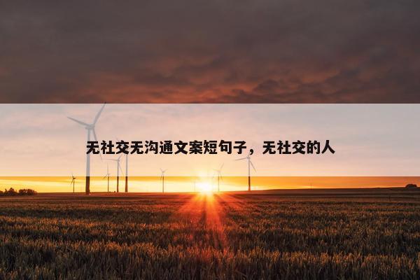 无社交无沟通文案短句子，无社交的人