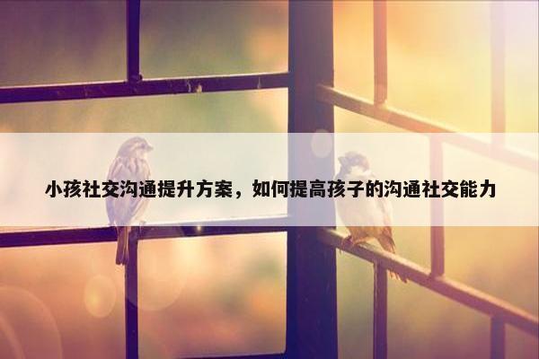 小孩社交沟通提升方案，如何提高孩子的沟通社交能力