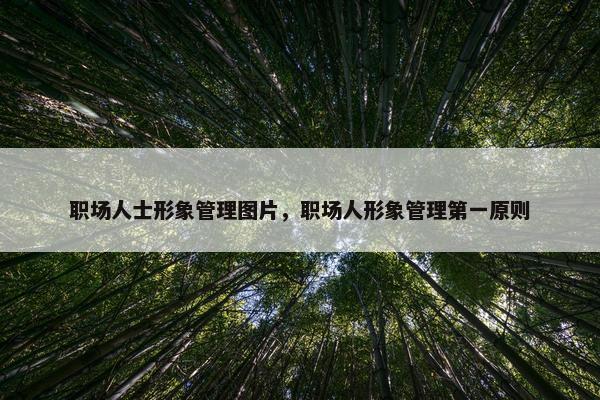 职场人士形象管理图片，职场人形象管理第一原则