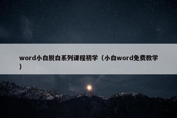 word小白脱白系列课程初学（小白word免费教学）