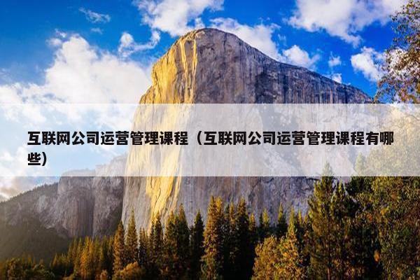 互联网公司运营管理课程（互联网公司运营管理课程有哪些）