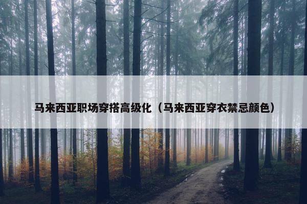马来西亚职场穿搭高级化（马来西亚穿衣禁忌颜色）
