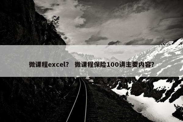 微课程excel？ 微课程保险100讲主要内容？
