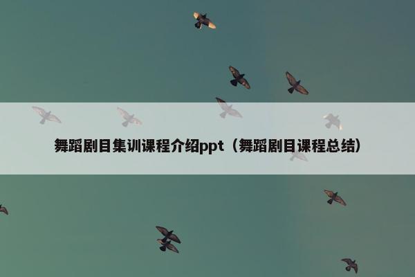 舞蹈剧目集训课程介绍ppt（舞蹈剧目课程总结）