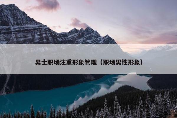 男士职场注重形象管理（职场男性形象）