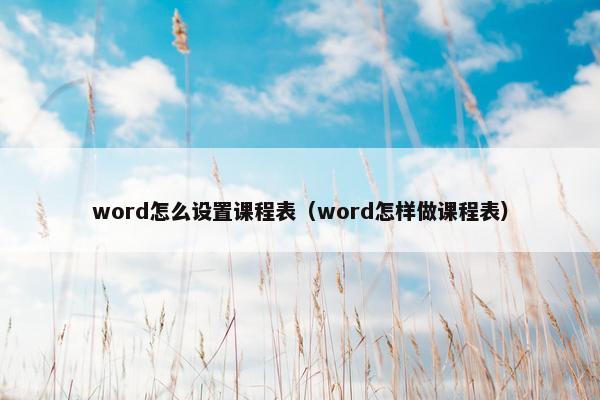 word怎么设置课程表（word怎样做课程表）