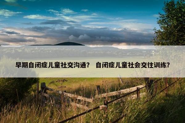 早期自闭症儿童社交沟通？ 自闭症儿童社会交往训练？