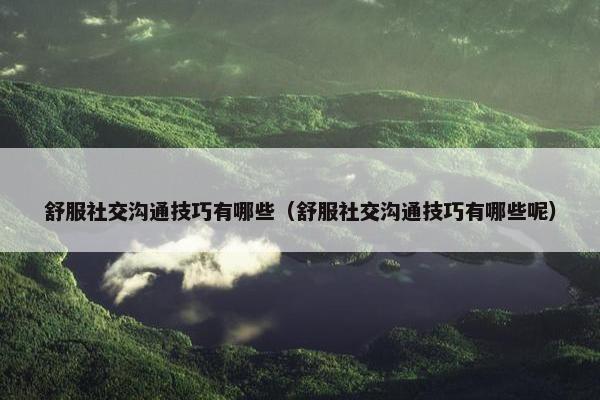 舒服社交沟通技巧有哪些（舒服社交沟通技巧有哪些呢）