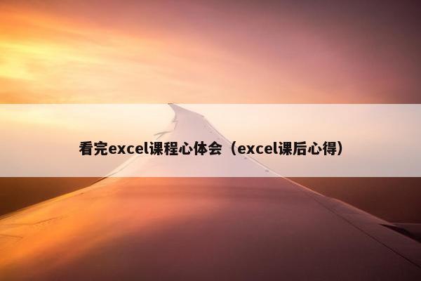 看完excel课程心体会（excel课后心得）