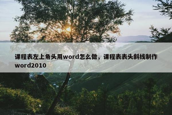 课程表左上角头用word怎么做，课程表表头斜线制作word2010