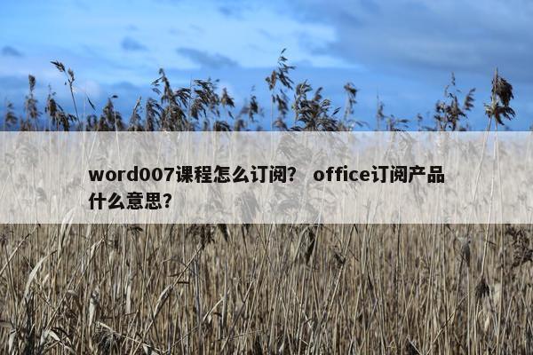 word007课程怎么订阅？ office订阅产品什么意思？