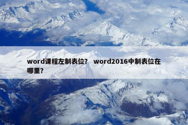 word课程左制表位？ word2016中制表位在哪里？