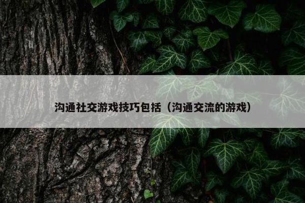 沟通社交游戏技巧包括（沟通交流的游戏）