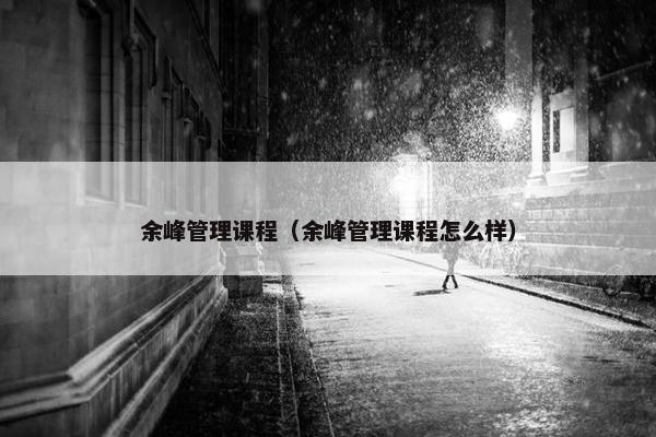 余峰管理课程（余峰管理课程怎么样）