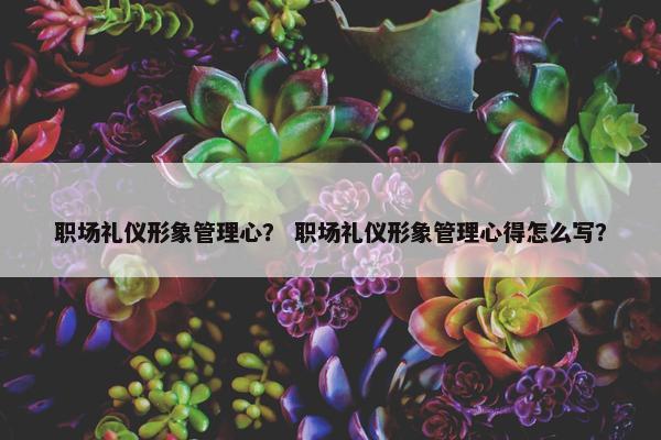 职场礼仪形象管理心？ 职场礼仪形象管理心得怎么写？