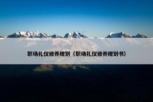 职场礼仪修养规划（职场礼仪修养规划书）