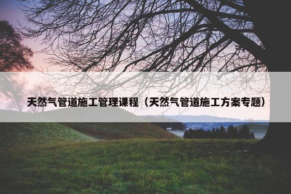 天然气管道施工管理课程（天然气管道施工方案专题）