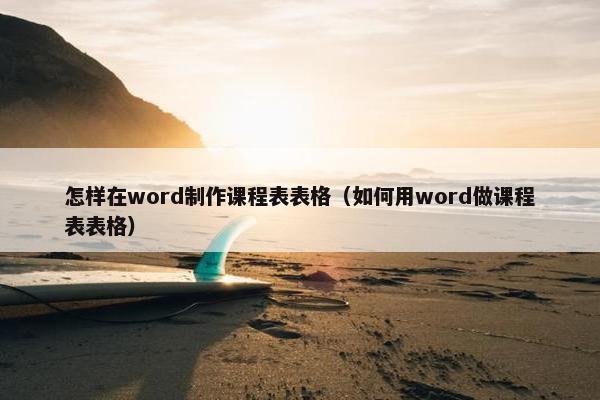 怎样在word制作课程表表格（如何用word做课程表表格）
