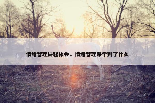 情绪管理课程体会，情绪管理课学到了什么