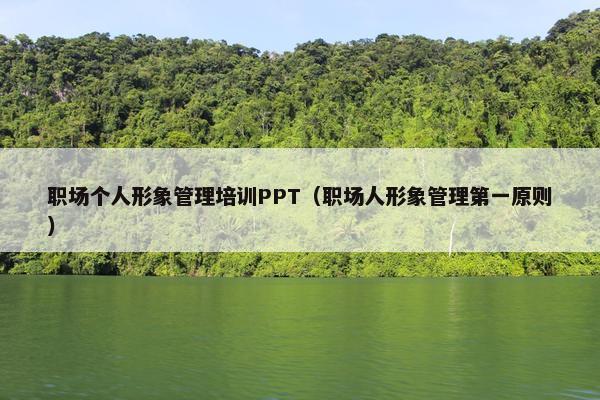 职场个人形象管理培训PPT（职场人形象管理第一原则）