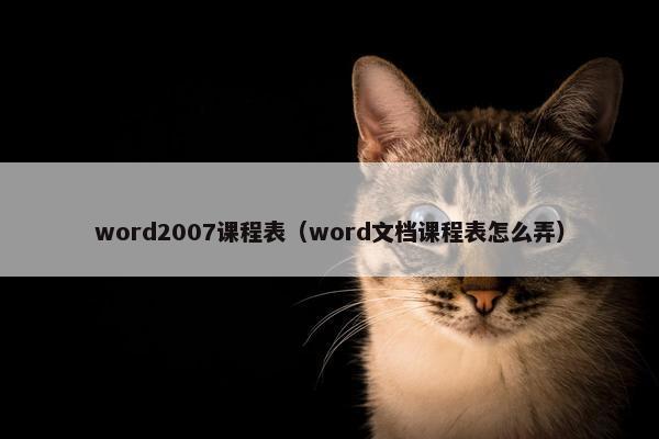 word2007课程表（word文档课程表怎么弄）