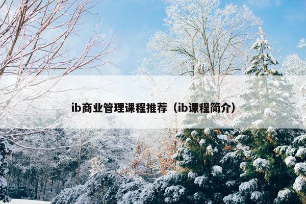 ib商业管理课程推荐（ib课程简介）