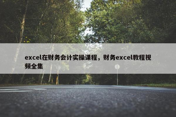 excel在财务会计实操课程，财务excel教程视频全集