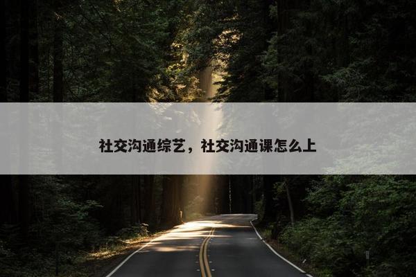 社交沟通综艺，社交沟通课怎么上