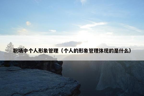 职场中个人形象管理（个人的形象管理体现的是什么）