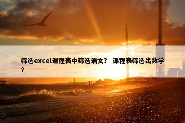 筛选excel课程表中筛选语文？ 课程表筛选出数学？