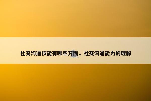 社交沟通技能有哪些方面，社交沟通能力的理解