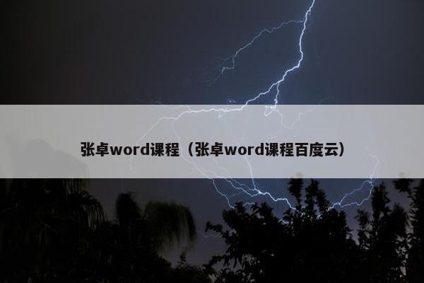 张卓word课程（张卓word课程百度云）