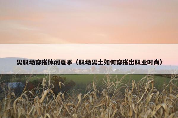 男职场穿搭休闲夏季（职场男士如何穿搭出职业时尚）