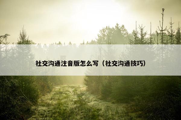 社交沟通注音版怎么写（社交沟通技巧）