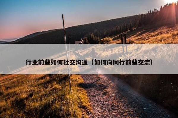 行业前辈如何社交沟通（如何向同行前辈交流）