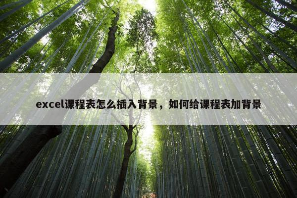 excel课程表怎么插入背景，如何给课程表加背景