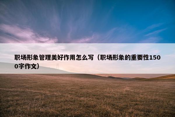 职场形象管理美好作用怎么写（职场形象的重要性1500字作文）