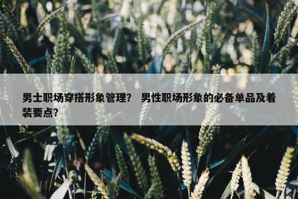 男士职场穿搭形象管理？ 男性职场形象的必备单品及着装要点？