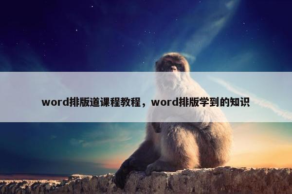 word排版道课程教程，word排版学到的知识