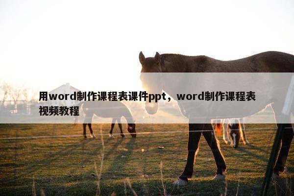 用word制作课程表课件ppt，word制作课程表视频教程