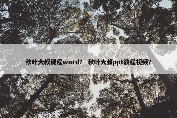 秋叶大叔课程word？ 秋叶大叔ppt教程视频？