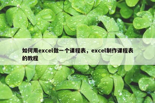 如何用excel做一个课程表，excel制作课程表的教程