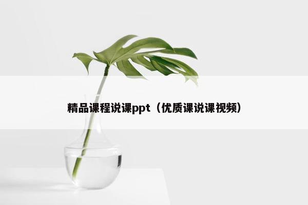 精品课程说课ppt（优质课说课视频）