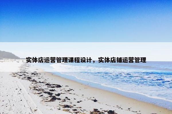 实体店运营管理课程设计，实体店铺运营管理