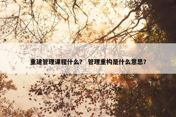 重建管理课程什么？ 管理重构是什么意思？