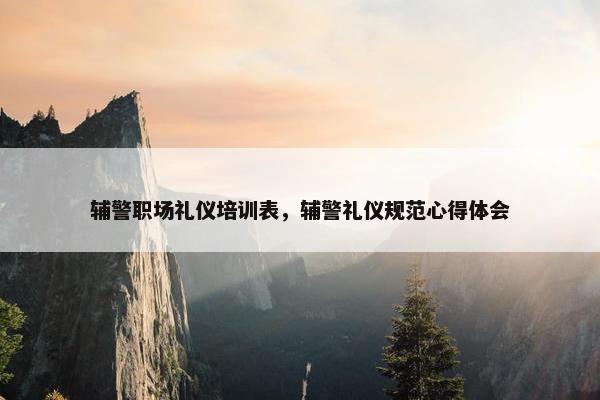 辅警职场礼仪培训表，辅警礼仪规范心得体会