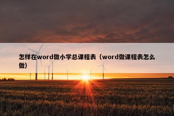 怎样在word做小学总课程表（word做课程表怎么做）