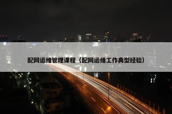 配网运维管理课程（配网运维工作典型经验）