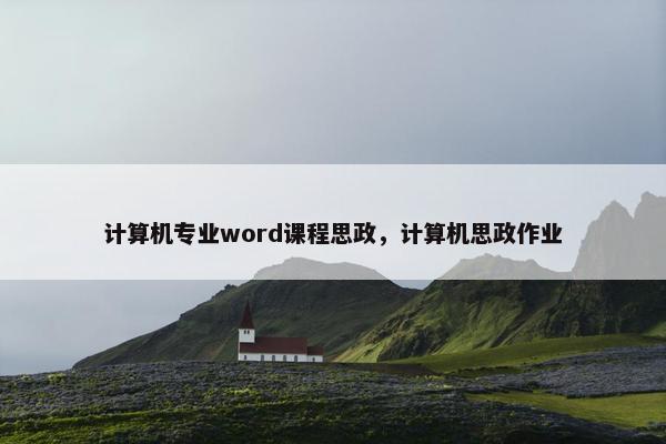计算机专业word课程思政，计算机思政作业