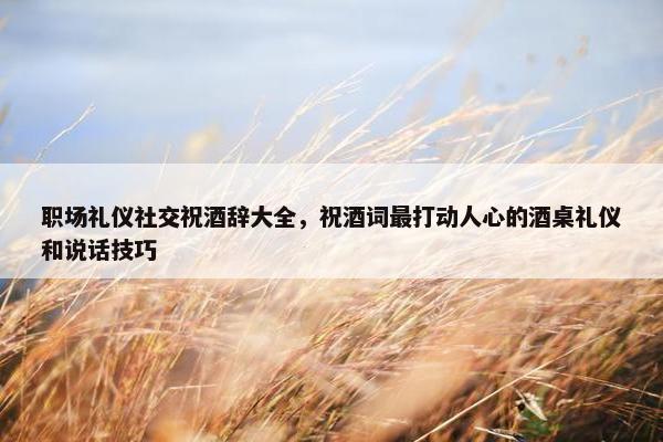 职场礼仪社交祝酒辞大全，祝酒词最打动人心的酒桌礼仪和说话技巧